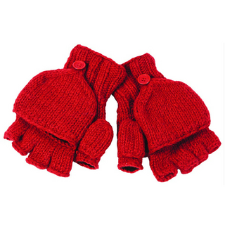 A pair of Fingerless Gloves With Button Flap and Fleece Lining. These winter gloves feature cut-off finger sections with a flap that can cover the fingers and button down, and they come with cozy fleece lining for added warmth.