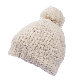 A white knit Swirl pom beanie.