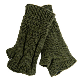 A pair of green, organic Cable Handwarmers.
