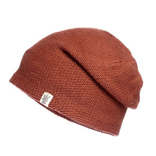 A durable, brown knitted Depp Slouch on a white background.