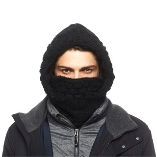 A man wearing a Legends Hood, an important product description.