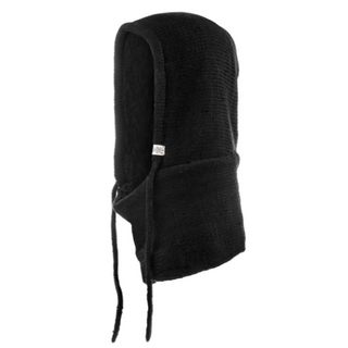 A black Hero Hooded hat on a white background.