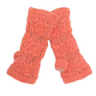 A pair of Flower Crochet Handwarmers.