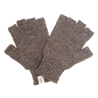A pair of Striped and Solid Fingerless Gloves on a white background.