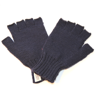 A pair of Striped and Solid Fingerless Gloves on a white background.