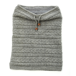 A grey Lou Neckwarmer on a white background.